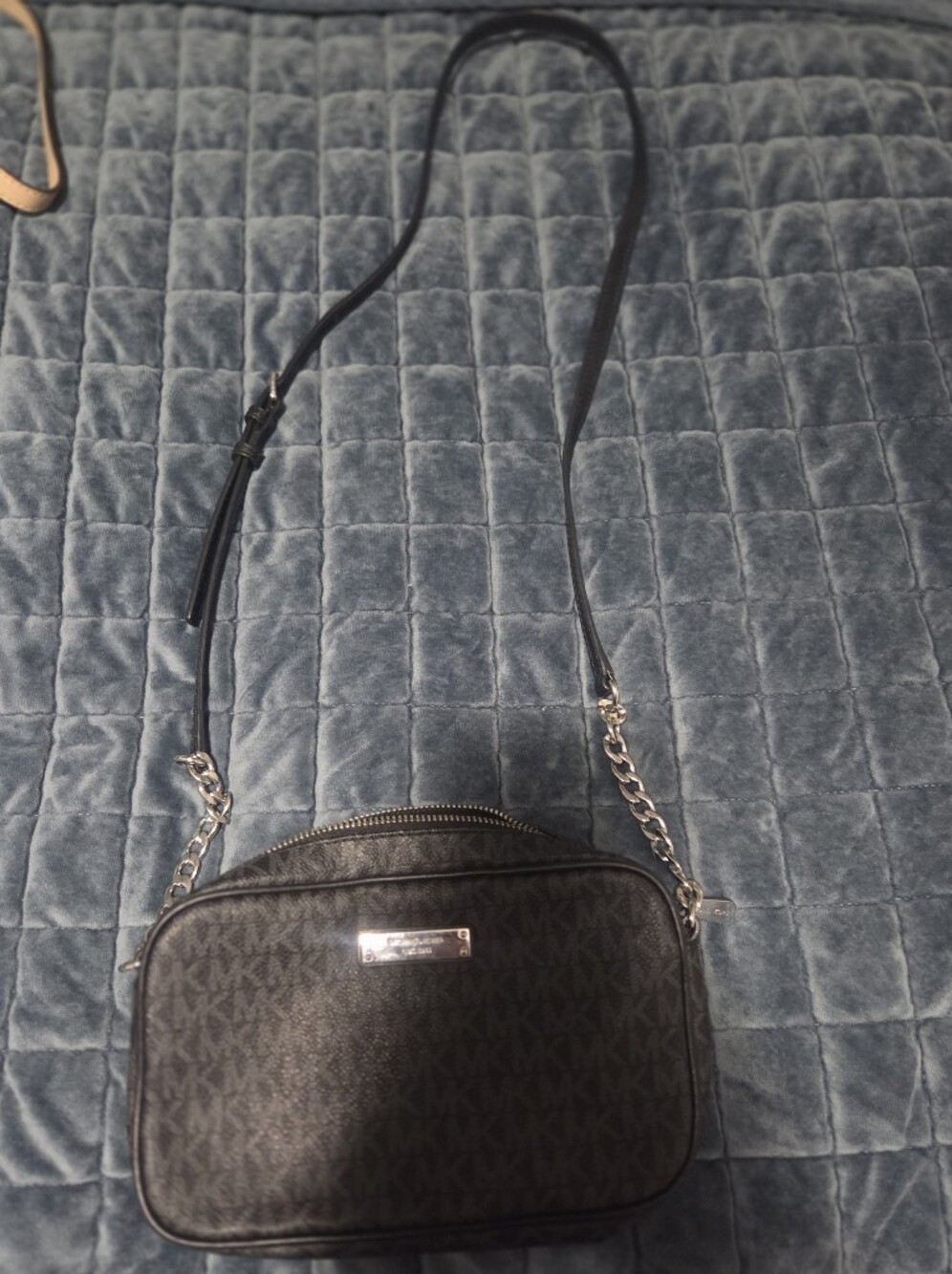 Michael Kors Black Crossbody with Silver Chain Accents